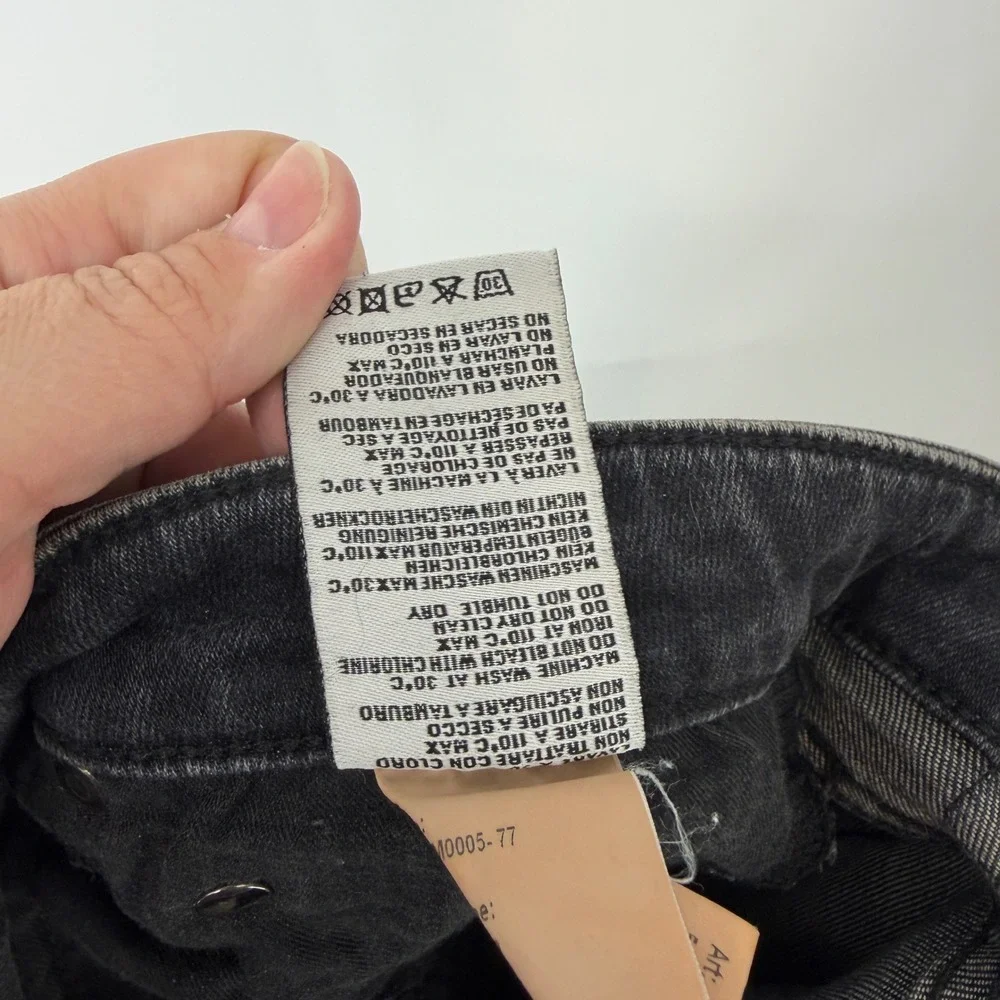 R13‎ Women Distressed Safety Pin Skinny Jeans Faded Black Made in Italy Size 25